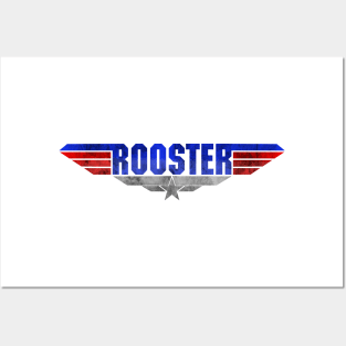 Top Gun Maverick Logo Parody Rooster Red Blue Sliver Danger Zone Posters and Art